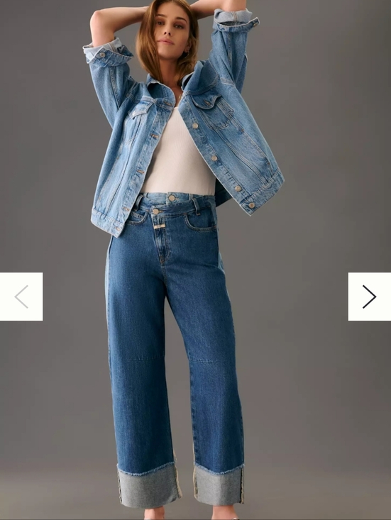 Closed Denim - Closed Averly Wide-Leg Cuffed Jeans w/ Asymmetric Waist, size 31, Made in Italy